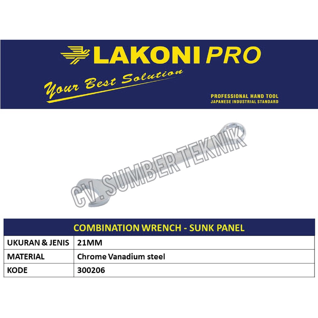 LAKONI PRO COMBINATION WRENCH 21 MM- Sunk Panel