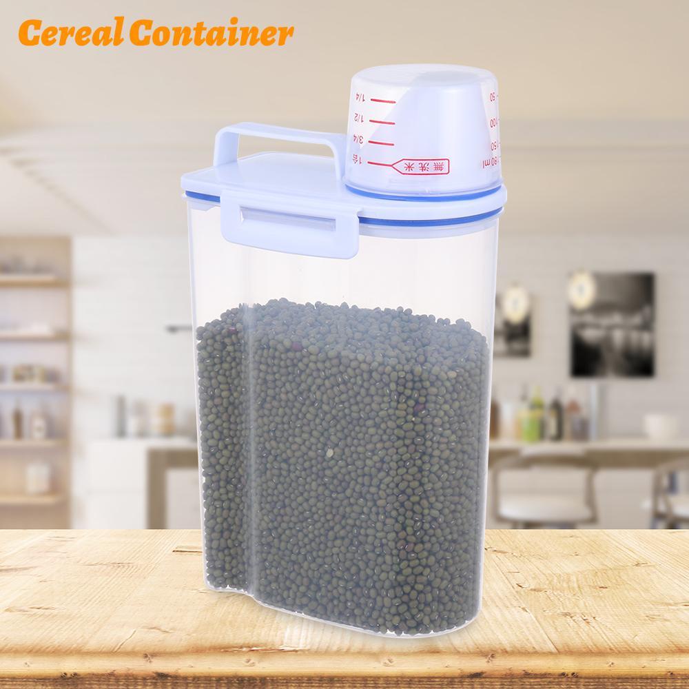 Solighter Cereal Container Pantry Gelas Ukur Kedap Udara Bin Pet Food Storage