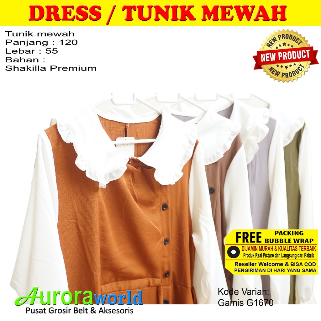 Auroraworld Gamis / Dress /  Baju GamisWanita Dewasa Muslimah Model Terbaru