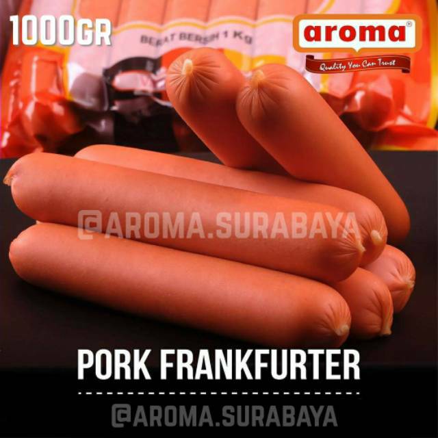 

AROMA Pork Frankfurter Sausage 1000gr / 1kg Sosis Daging Babi Frankfruter NON-HALAL Meat Frozen Food