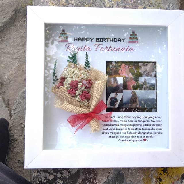 Flower in frame  kado unik ultah wisuda wedding dll