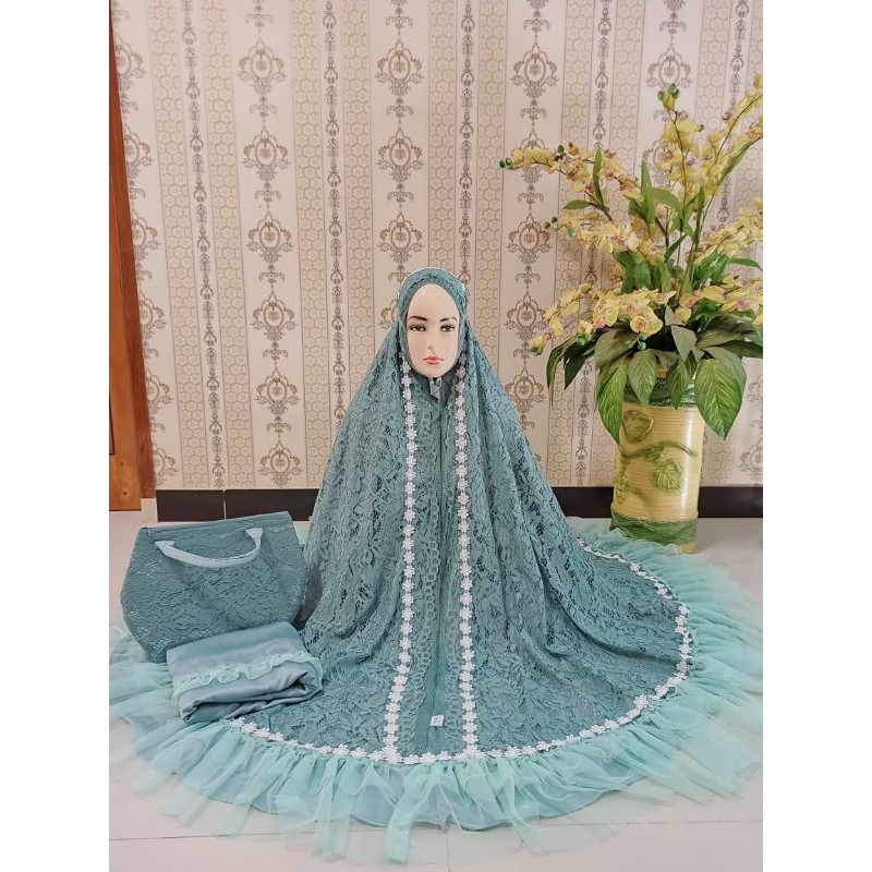 KYANA MUKENA BRUKAT BROKAT MEWAH PREMIUM JUMBO RENDA CANTIK BAGUS MAHAR HANTARAN PRADA SUTRA BARBIE 