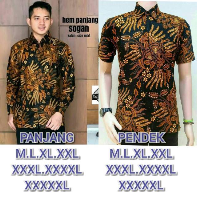 Manggar Batik JUMBO HRB118 A hitam coklat Kemeja Batik Pria Pendek Premium Besar XXXL 3L 4L 5L