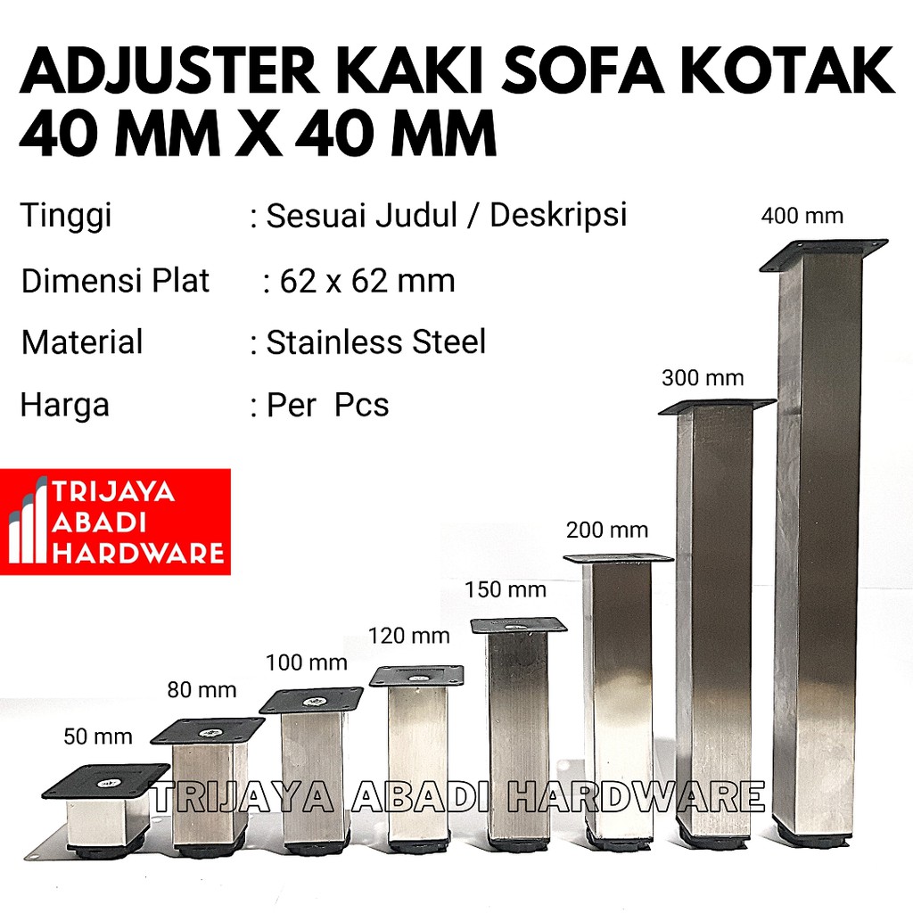 Kaki Sofa Meja Kotak 50MM - Adjuster Table Leg