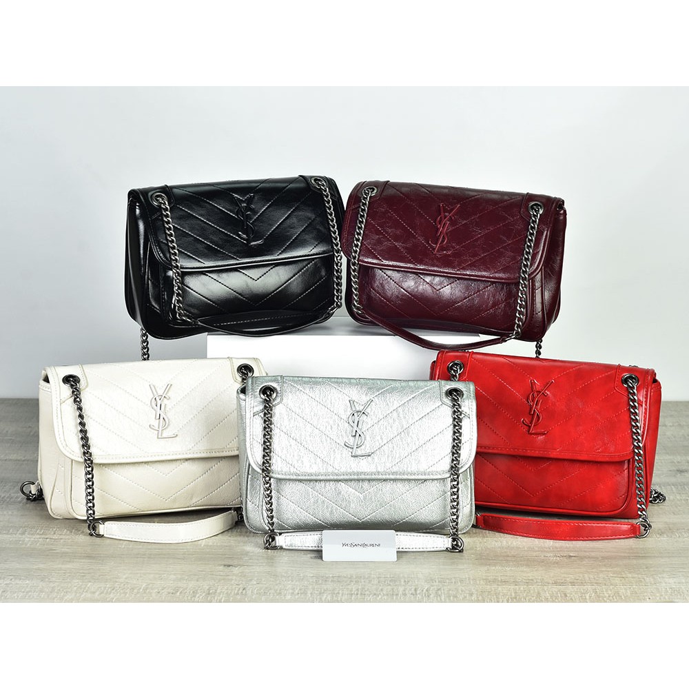 SUPPLIER TAS BRANDED Tas YSL Niki Crinkled Vintage Leather Medium Semi Premium AP5310