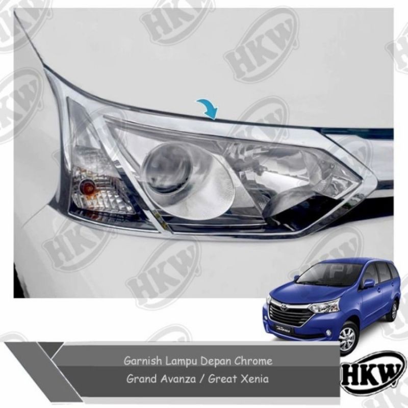 Garnish Lampu Depan Chrome Mobil Grand Avanza