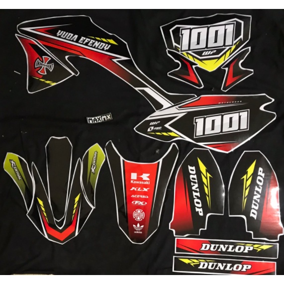 DECAL STIKER KLX 150 BF DEKAL VARIASI STRIPING CUSTOM FULLBODY HITAM MERAH