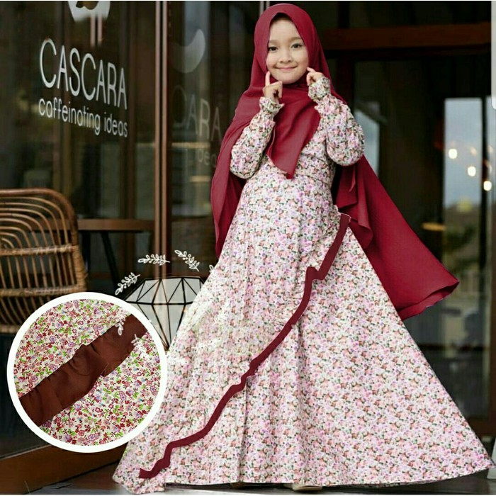terlaris termurah asd d setelan syari anak sy kanaya MAROON / kids perempuan 6-9 tahun  pesta ulang