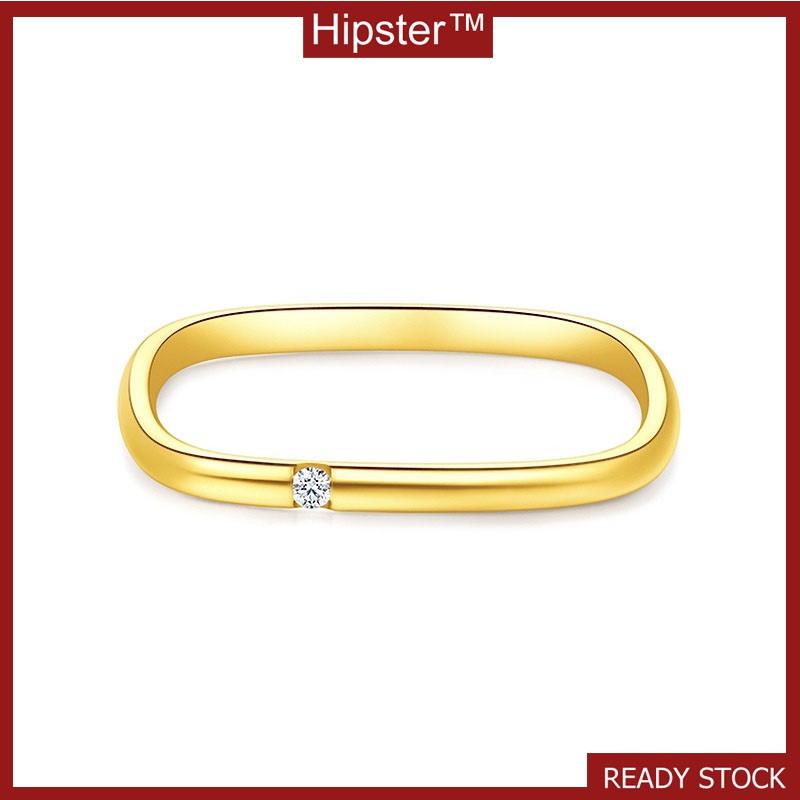 Domineering luxury geometric ring with diamond square gold ring