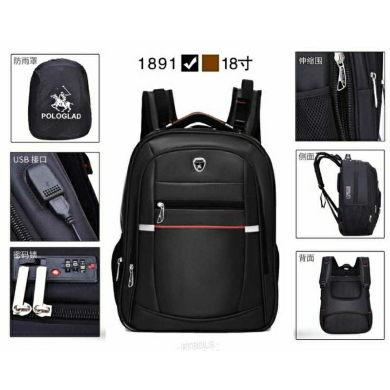 tas ransel laptop polo glad 18 inchi