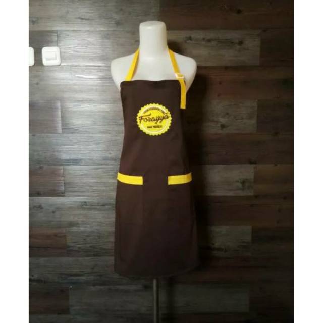 Celemek apron kombinasi warna Custom Bordir logo dan polos Celemek masak Celemek dapur  Celemek grosir murah.