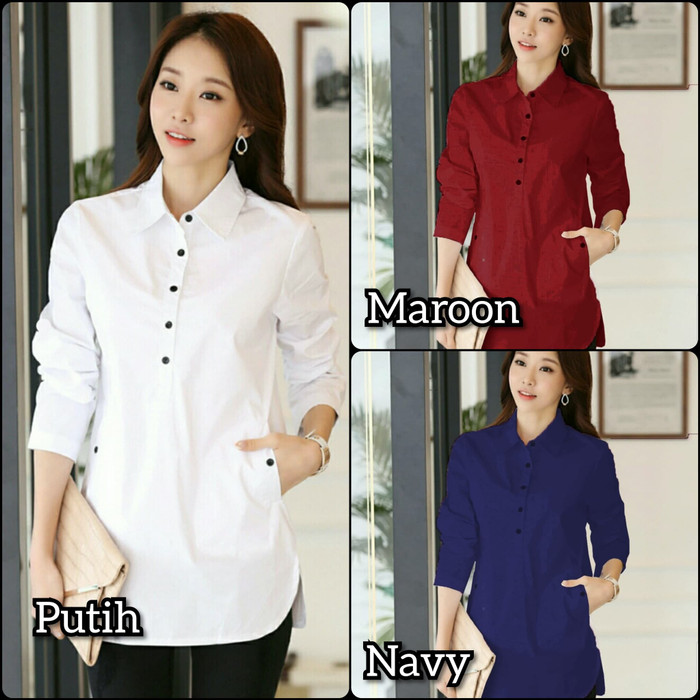Kemeja wanita baju cewek kekinian katun kemeja bigsize jumbo kemeja putih tunik wanita M0A6 dewasa t
