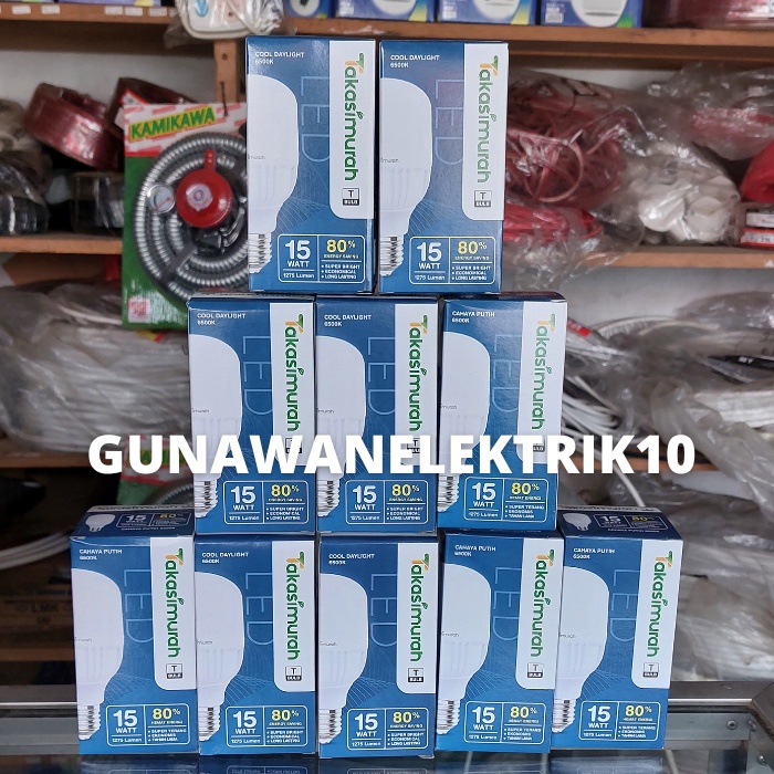 PAKET 10PCS LAMPU LED TAKASIMURAH BULB T 15 WATT, LED TAKASIMURAH 15W