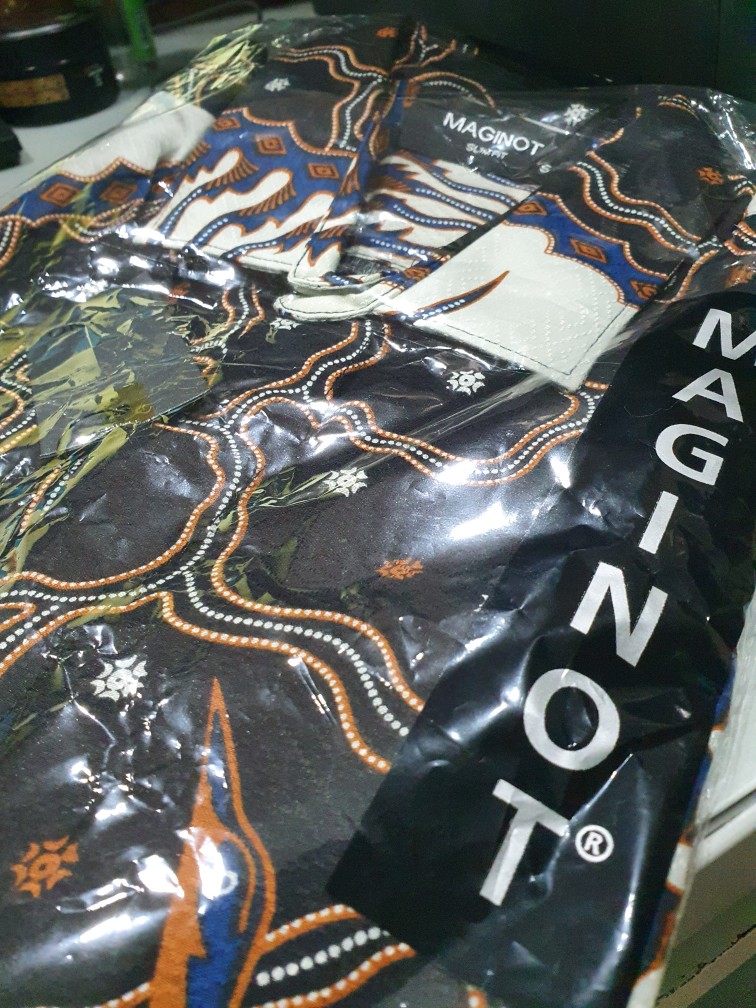 Maginot Kemeja Batik 2.0 Parama-ss Motif Timbul Lengan Pendek Pria + Free Masker