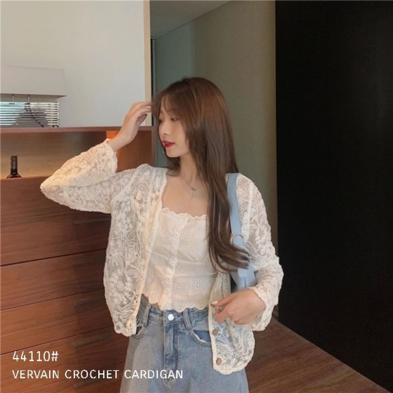 MDLV ~ 44110 VERVAIN CROCHET CARDIGAN KOREA TERBARU CARDIGAN BRUKAT CARDIGAN LACE FASHION IMPORT