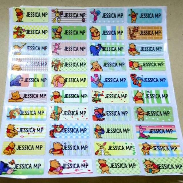 

Label nama anti air stiker waterproof Pooh 1