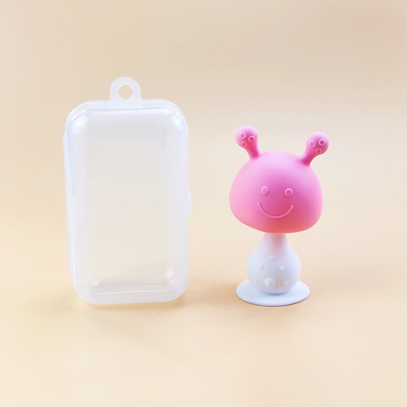 BabyBeeBoo Silicone Baby Mushroom Teether Bell Premium Silikon Mainan Gigitan Anak Bayi Bisa Bunyi-PINK