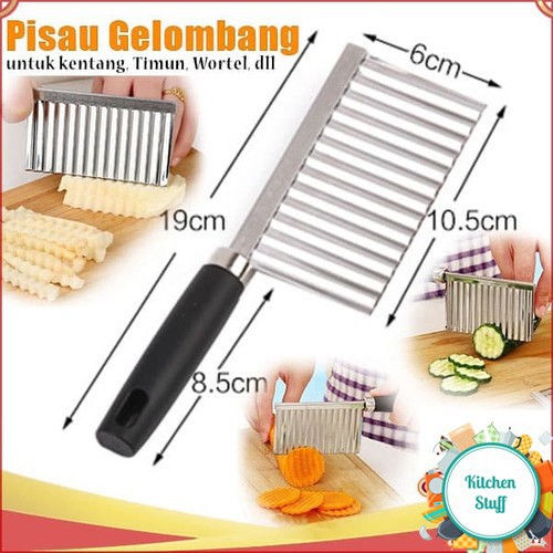 Pisau Pemotong Acar, Kentang Bahan Stainless - Stainless Knife Wave