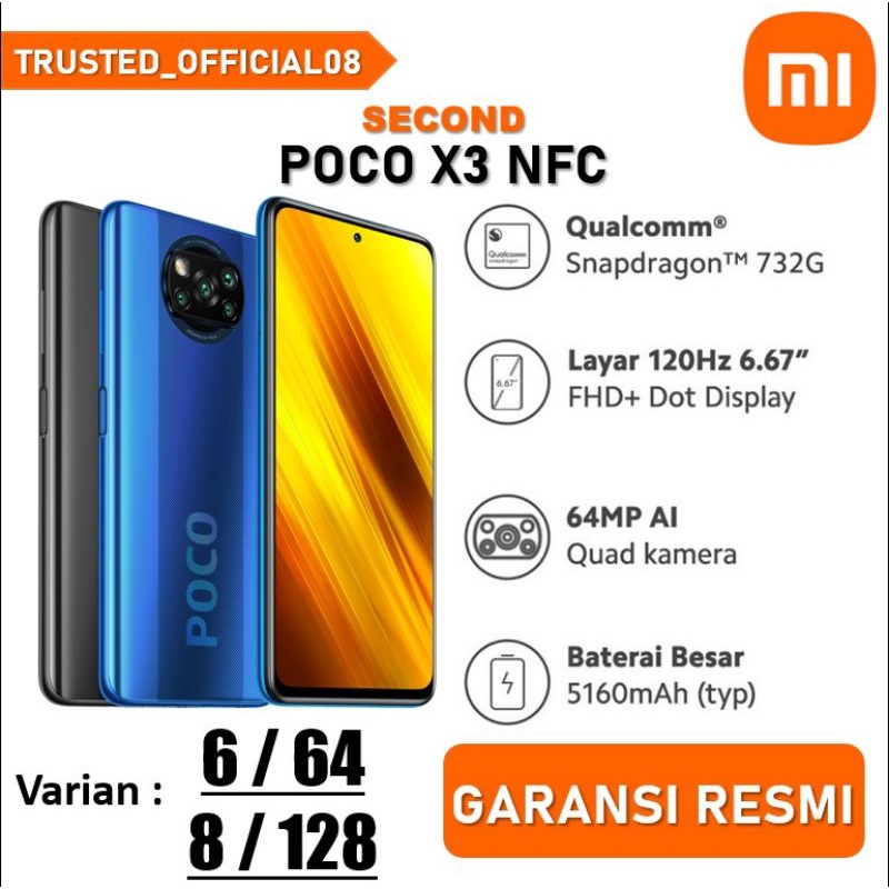 poco x3 nfc 6 64 second garansi resmi