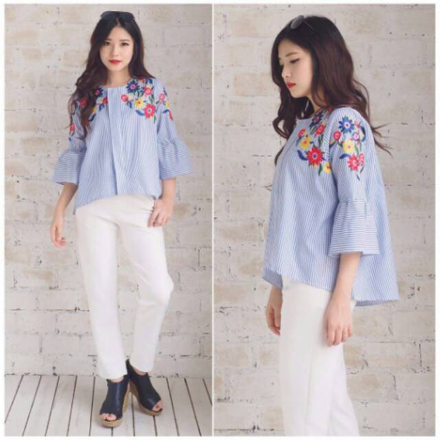 Blouse zara flower katun bordir