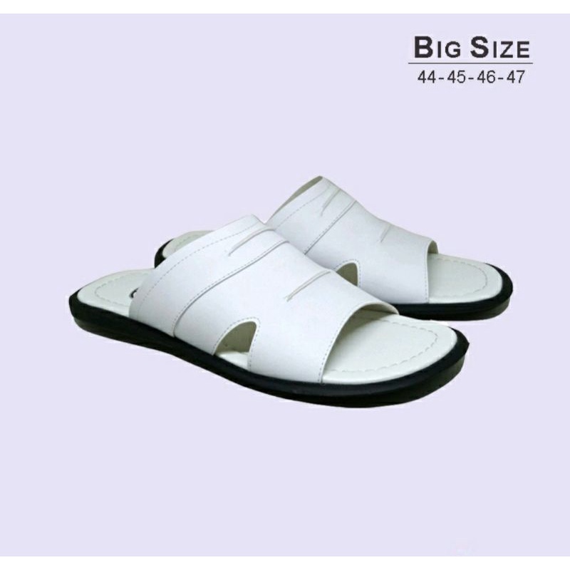 Sandals Pria Big Size 44-47 Sendal Kulit JUMBO Ukuran Besar - Kokop Slide Bapak Jumbot 45, Original