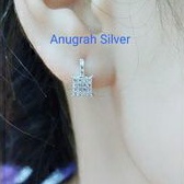 (COD)Anting jepit fashion wanita remaja dan dewasa  kotak perak asli 925/silver lapisan emas putih murni.