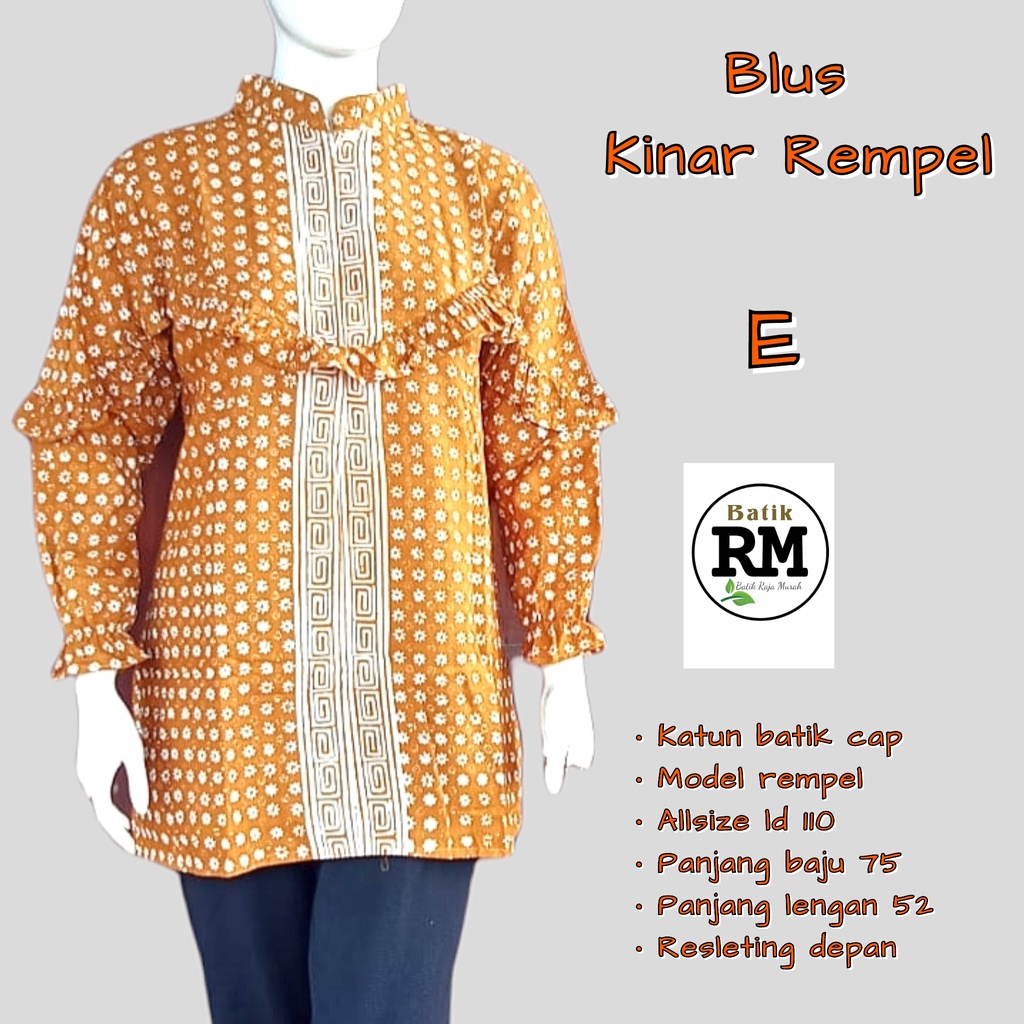 Blus kinara rempel cap batik solo atasan kerja blus wamita kerja