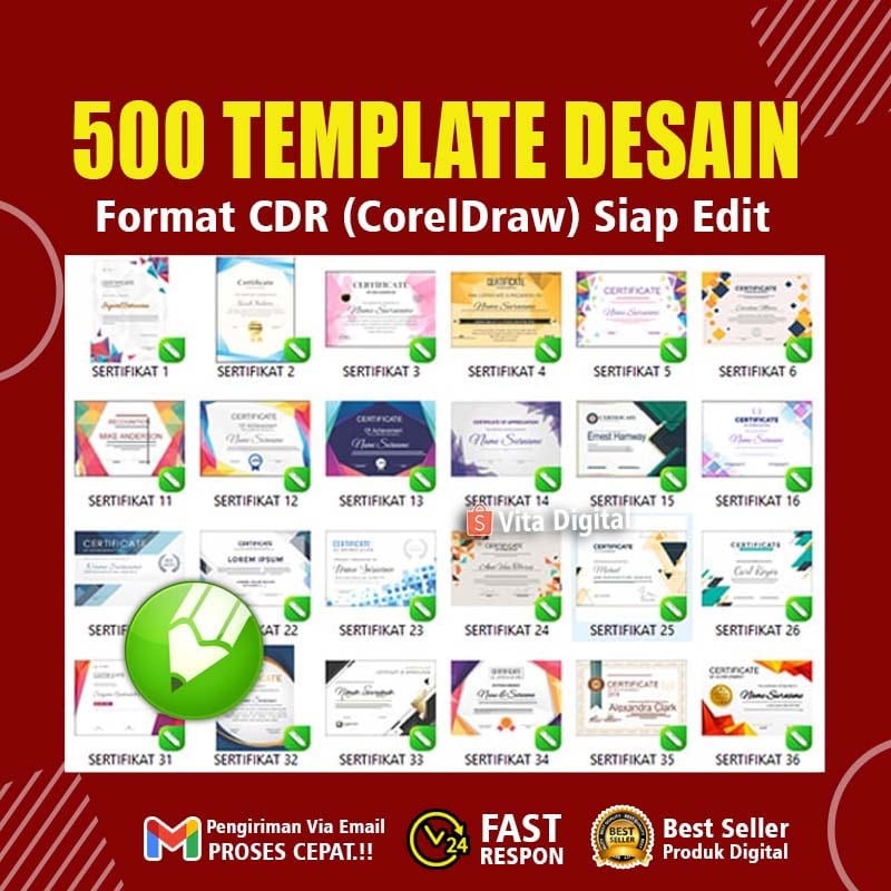 500 Desain Sertifikat Coreldraw Lengkap | Siap Edit dan Pakai