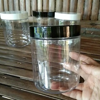 Toples Plastik Pet 500 ml bening tutup putih hitam