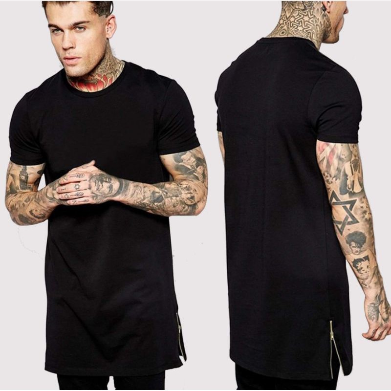 Kaos Pria Longline Zipper