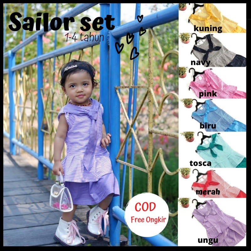 Sailor setelan baju anak perempuan lucu dan unik 1-4 tahun (YUAN GROSIR SOLO)