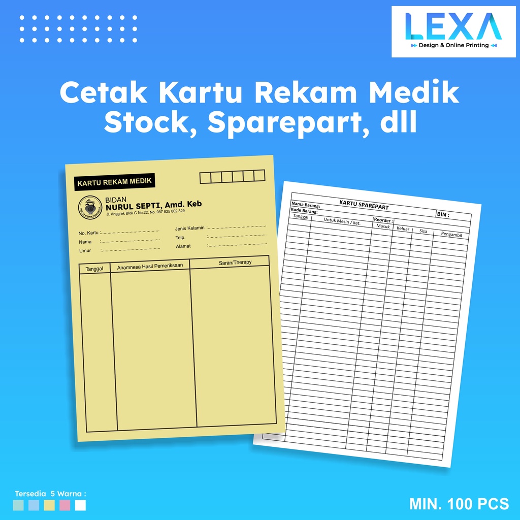 

CETAK KARTU REKAM MEDIK / STOCK / SPARE PART
