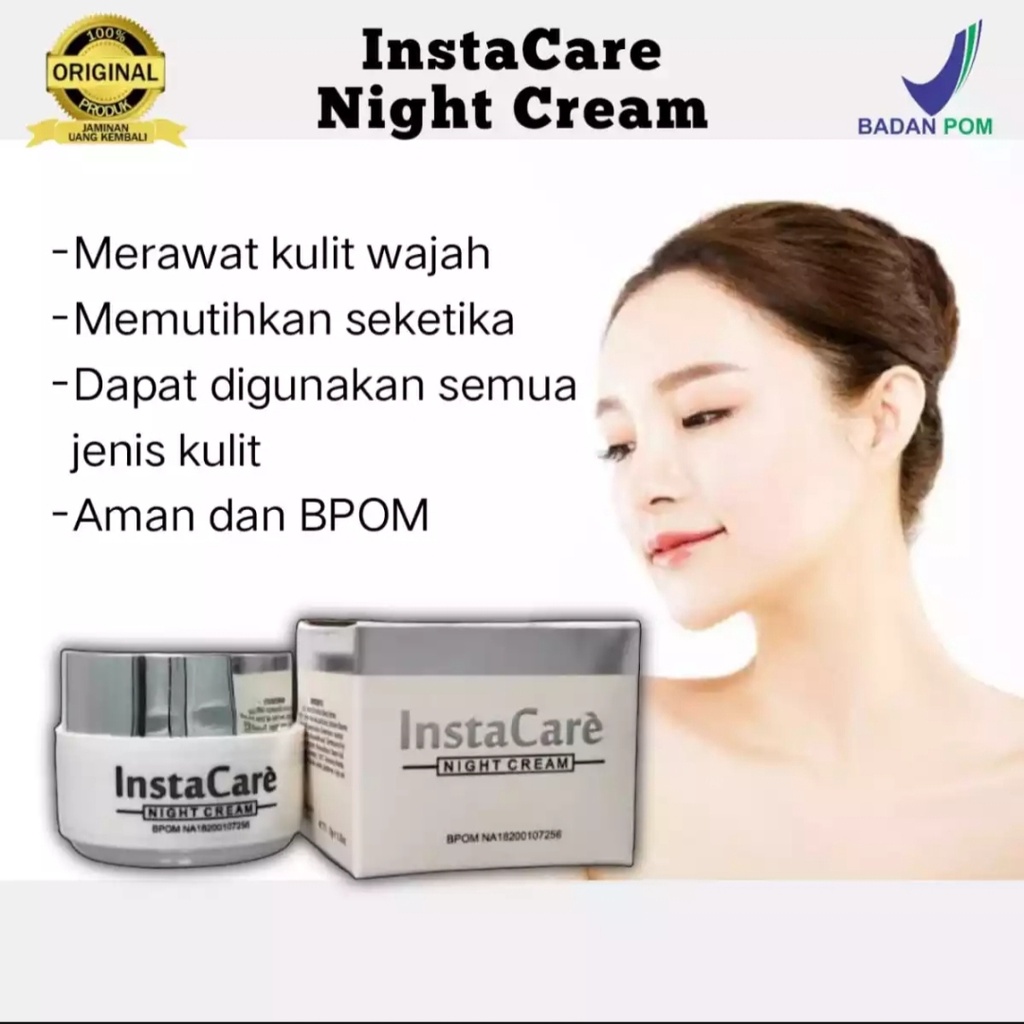 InstaCare cream malam - cream pemutih_wajah glowing bpom krim cream penghilang flek hitam membandel 