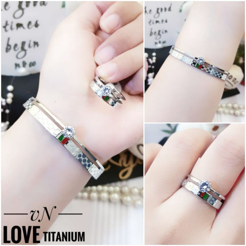paket gelang tangan+cincin titanium