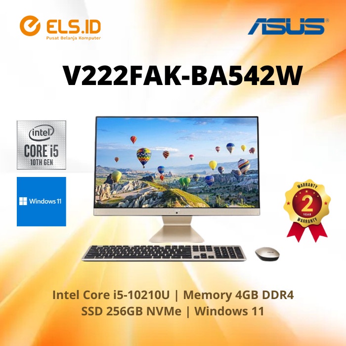 All In One Asus V222FAK-BA542W - Black (LED 22' FHD)