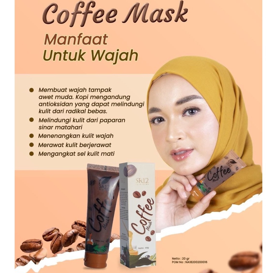 COFFEE MASK SR12 Masker Kopi Untuk Wajah Cerah Halus Bebas Minyak Usir Komedo Flek Hitam BLILA