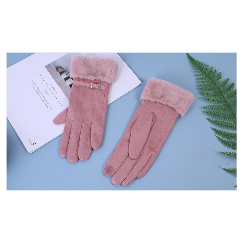 KN-29 sarung tangan bulu musim dingin wanita touch screen winter warm gloves suede velvet