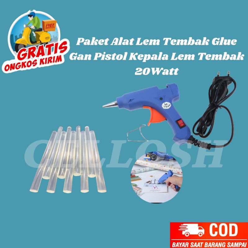 Paket Alat Lem Tembak Glue Gan Pistol Kepala Lem Tembak 20W