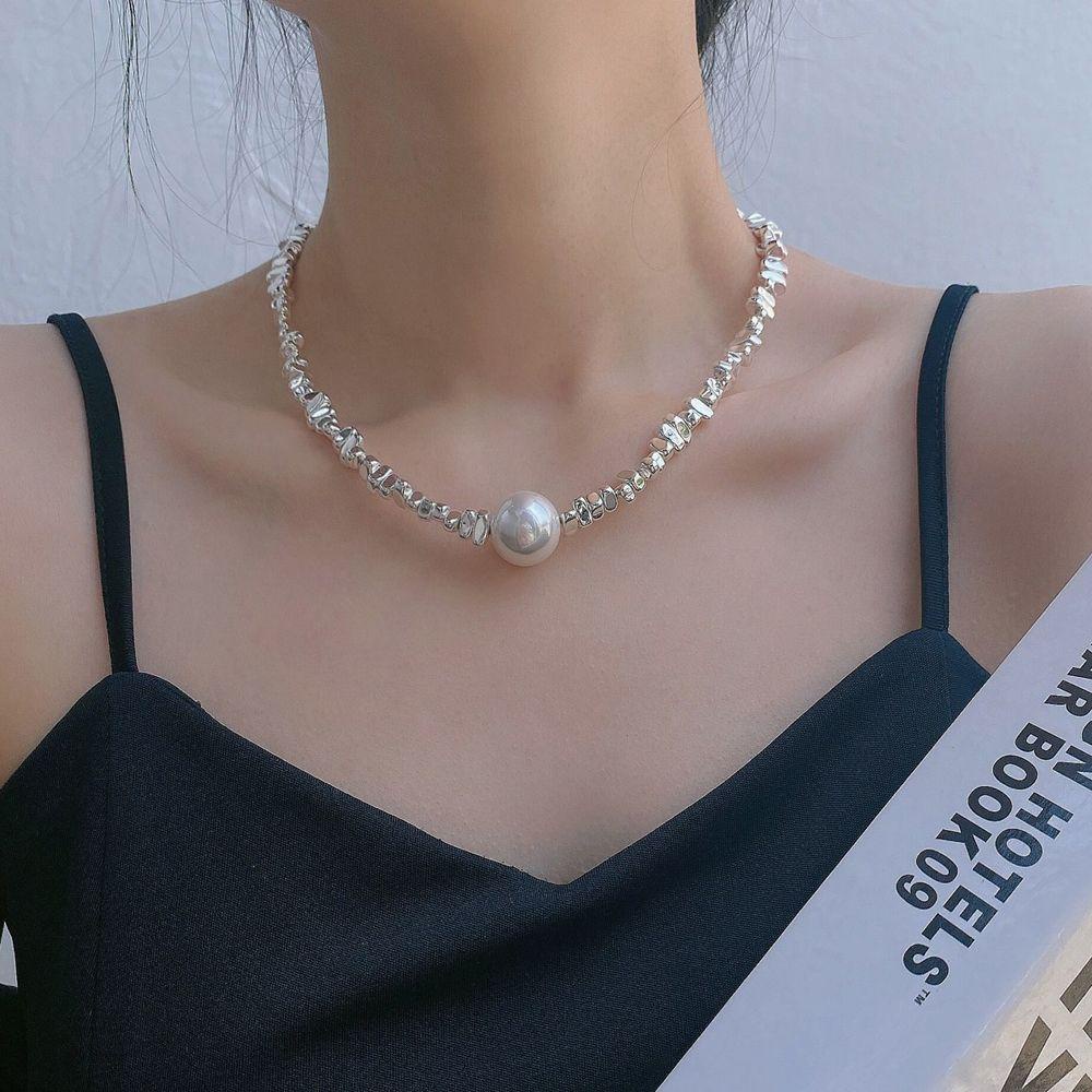 Mxbeauty Kalung Choker / Gelang Tangan Rantai Gaya Vintage Korea Motif Geometri Asimetris Untuk Perhiasan Wanita