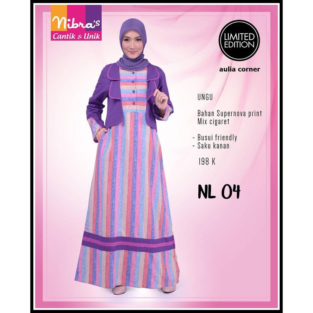 Baju Muslim Wanita Terbaru Nibras NL 04 Ungu Baju Wanita Terbaru Gaun Pesta Muslim