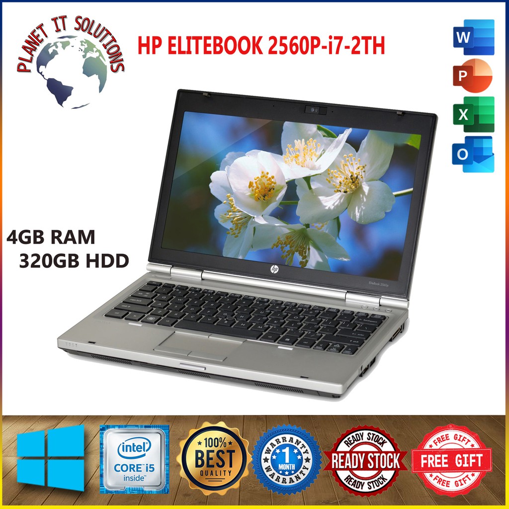 HP ELITEBOOK 2560P  INTEL CORE i7- 2ND GEN 4GB RAM - 320GB HDD