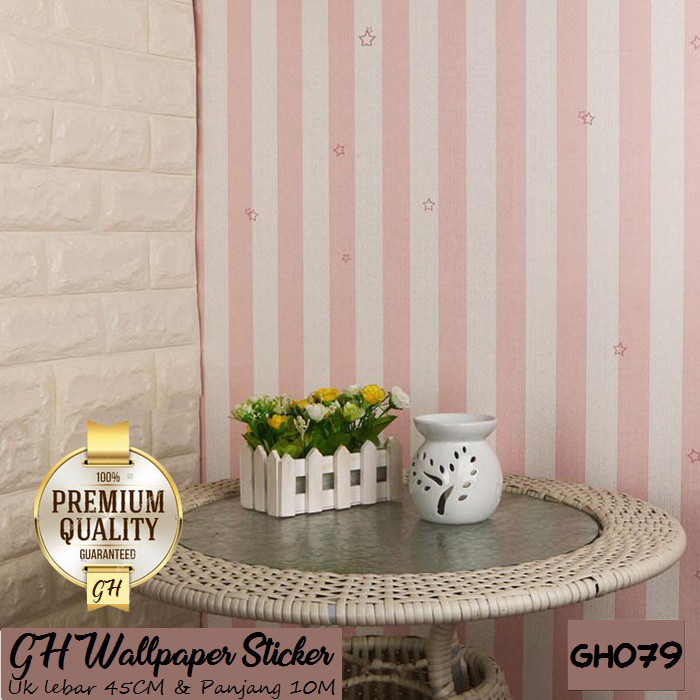 Wallpaper dinding 3d kamar tidur / Wallpaper dinding kamar anak wallstiker Gh078 Salur Bintang Ukuran 45cm x 9m