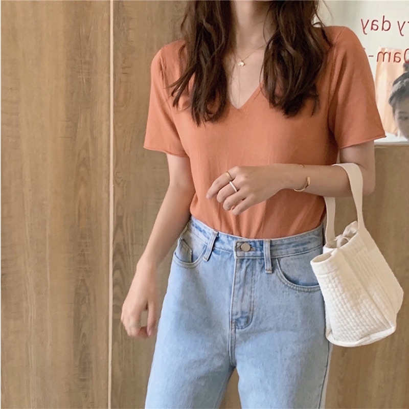 ATASAN KAOS KNITT V NECK IMPORT (BJCNA040)