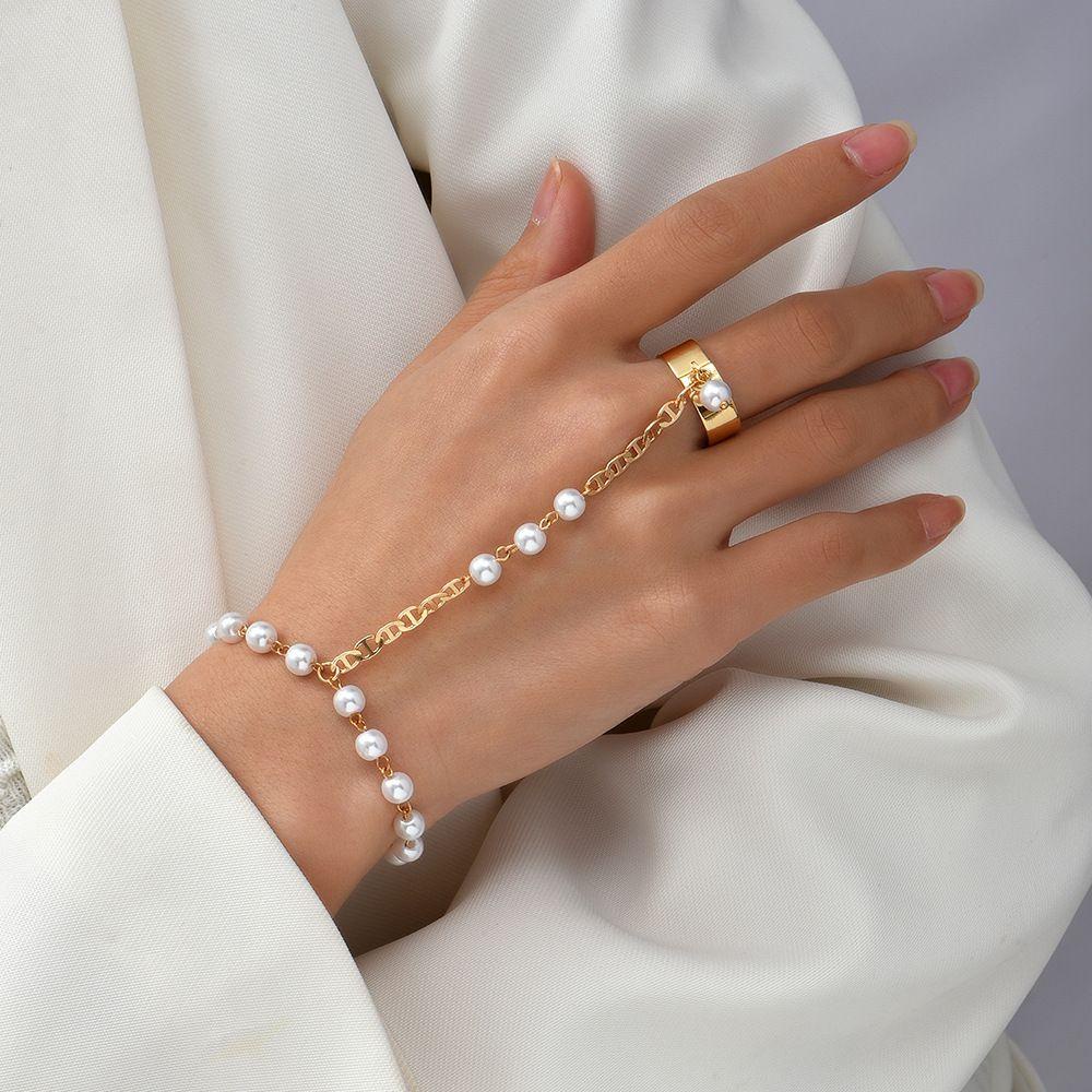 MXBEAUTY Link Rantai Gelang Untuk Anak Perempuan Adjustable Mutiara Kupu-Kupu Bohemia Multi Layer Terkait Hand Harness