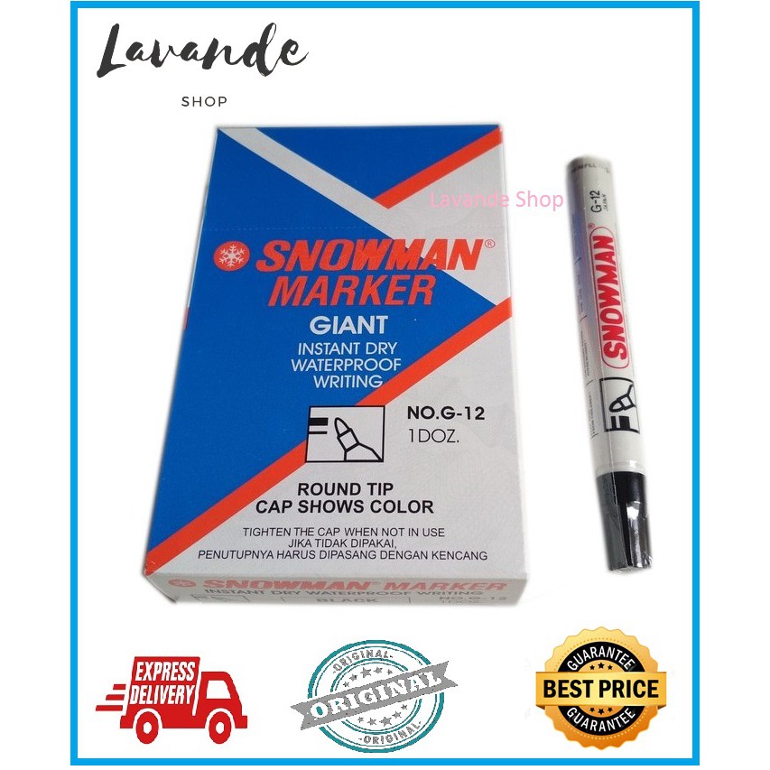 

SPIDOL SNOWMAN PERMANENT MARKER HITAM G 12/ SPIDOL SNOWMAN TINTA PERMANEN G12