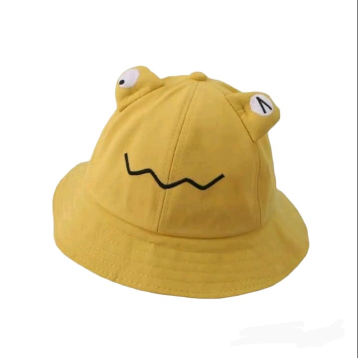 Topi Anak Bucket laki Laki Motif Frog Bucket Hat Cowok Cewek - Cowok Motif Kodok Lucu Topi Bucket Hat Pelindung Matahari Model Kekinian Anti Panas Nyaman Dipakai