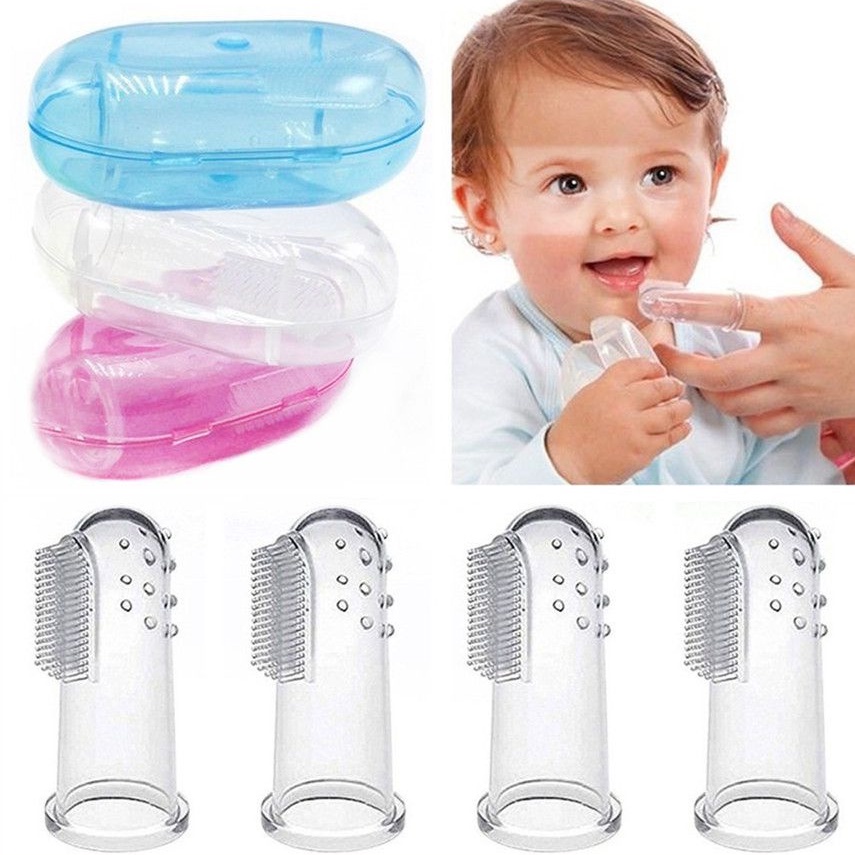 Sikat Gigi Dan Lidah Bayi/Anak-anak Bentuk Jari SoftSilicon/ Infant Tooth Brush