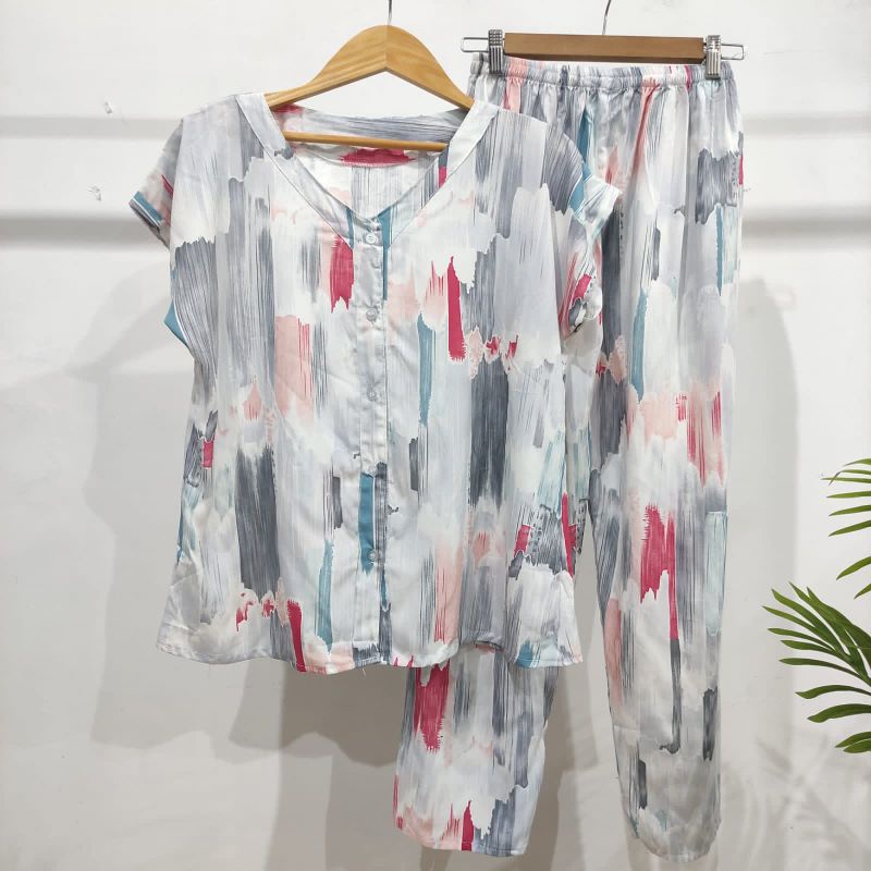 PIYAMA KANCING HITS PIYAMA KANCING BUSUI | PIYAMA RAYON | HOMEWEAR-NK 1