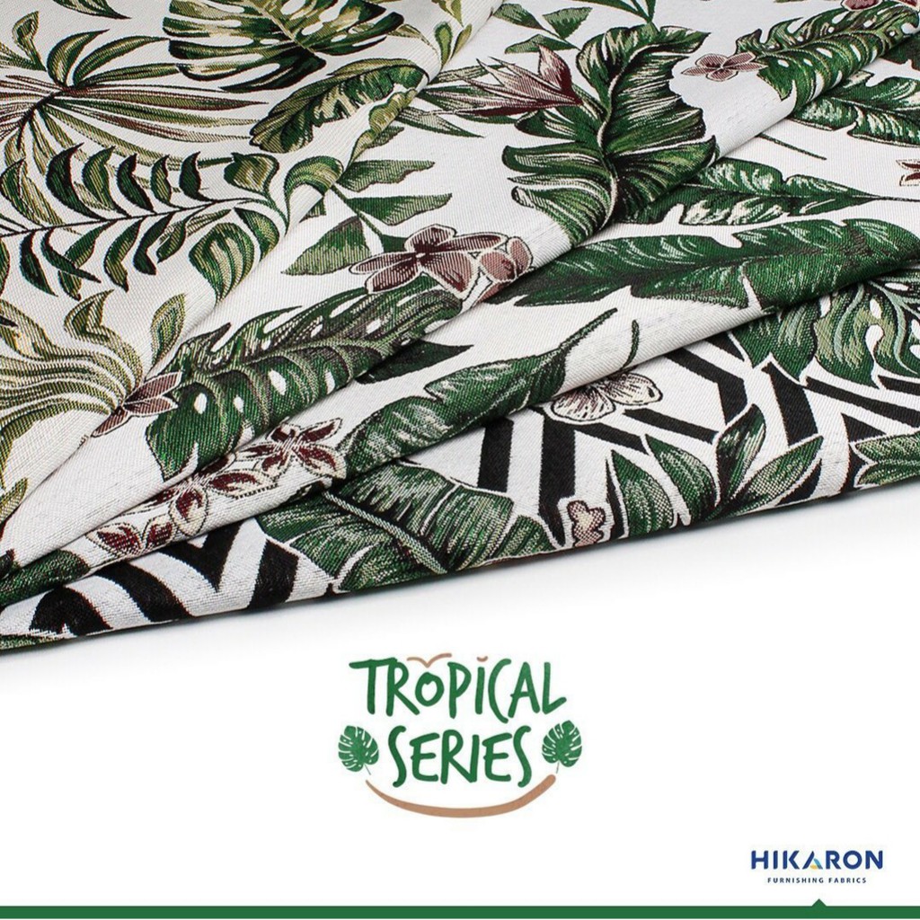 TROPICAL COLLECTION: KAIN SOFA HIKARON - KANVAS MOTIF DAUN - KAIN PEMBUNGKUS