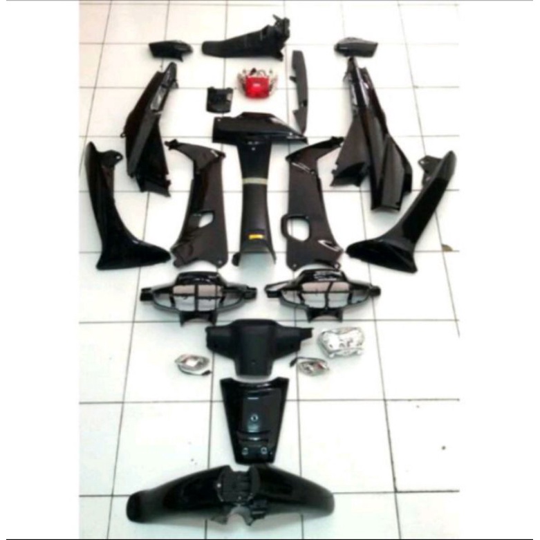 FULL SET BODY HALUS KASAR+LAMPU HONDA SUPRA X LAMA/SUPRA FIT LAMA HITAM POLOS